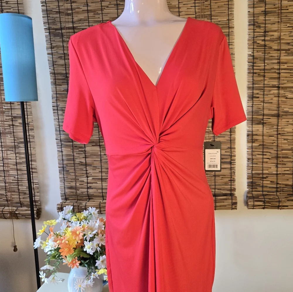 NWT Elegant V-Neck Twist Torso Clingy Maxi Dress